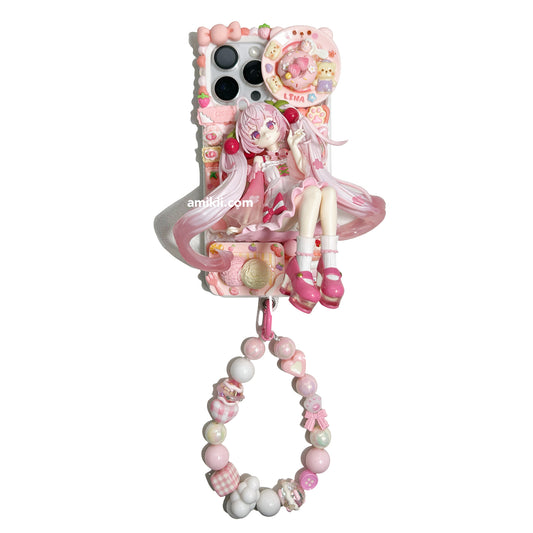 Sakura Hatsune Miku & Snow Miku Decoden Cream Phone Case iPhone Samsung Google Case