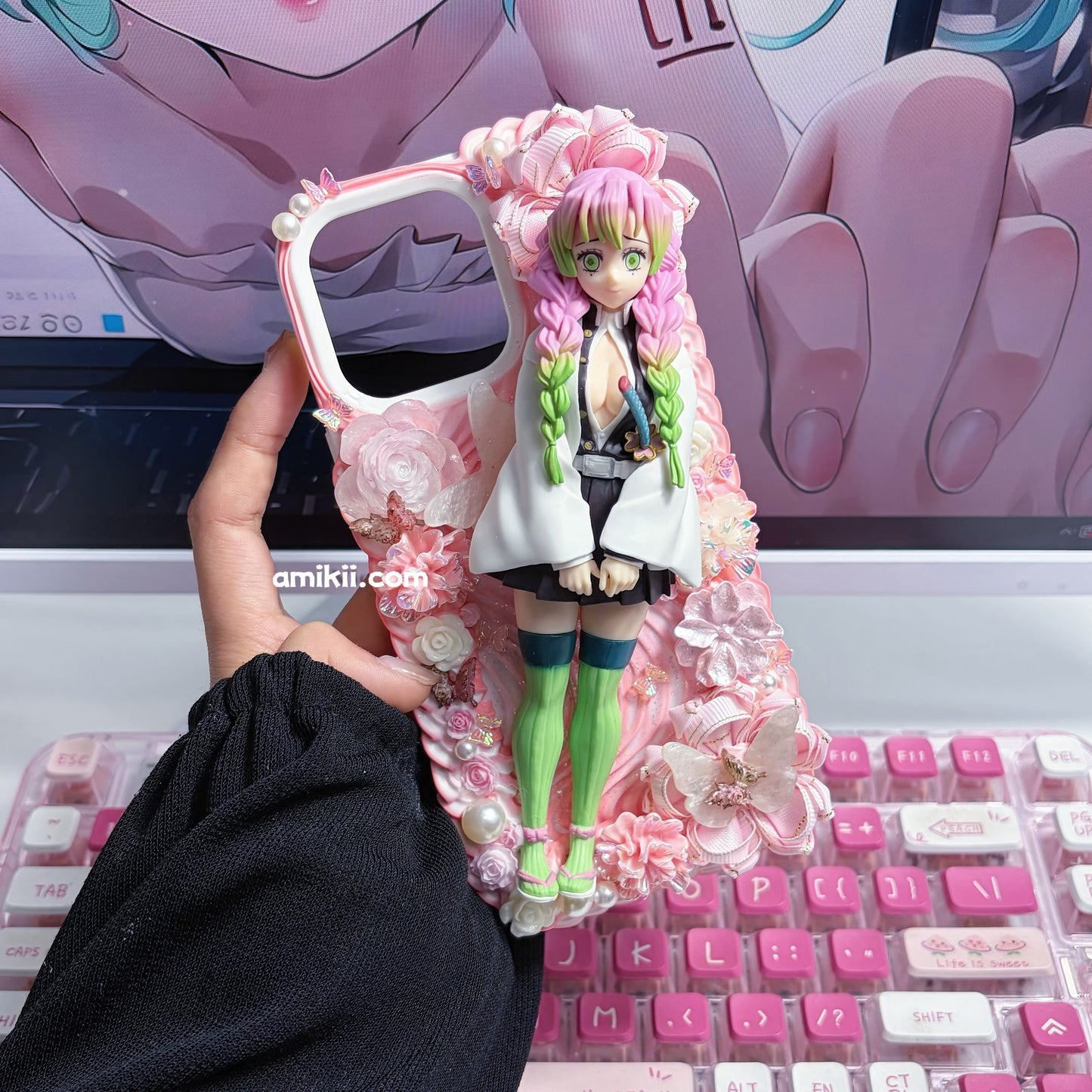 Demon Slayer Shinobu Kocho and Mitsuri Kanroji Genuine Figurine Decoden Cream Phone Case iPhone Samsung Google Case