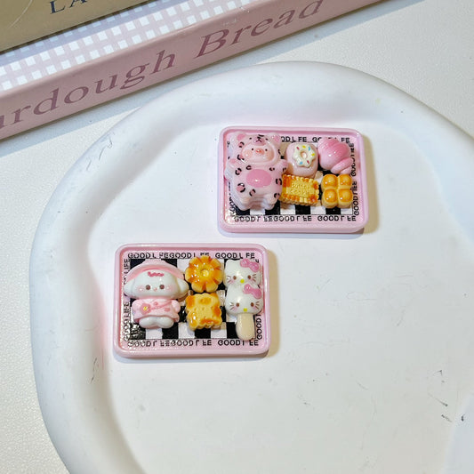 Mini artificial food Plate refrigerator magnet