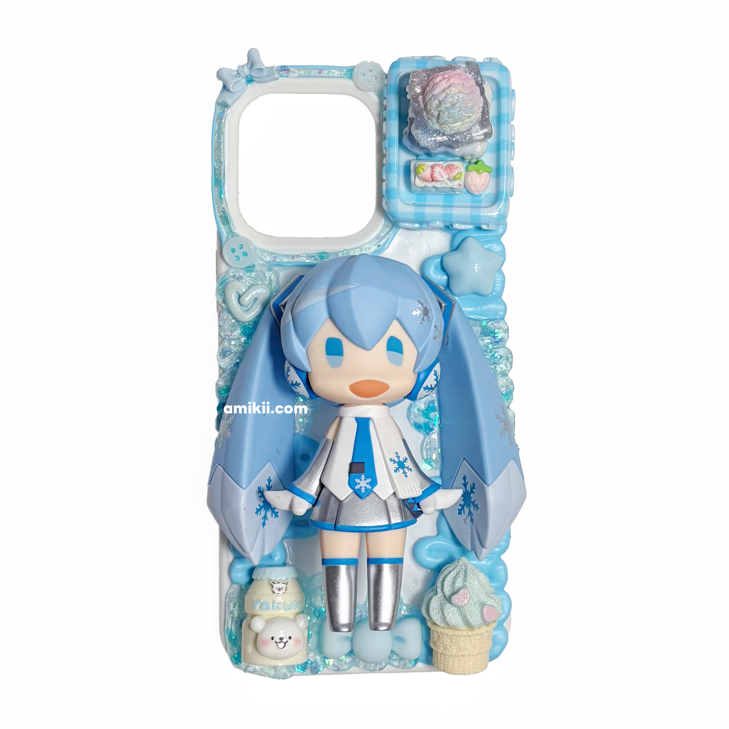 Sakura Miku & Snow Miku Genuine Figurine Decoden Cream Phone Case iPhone Samsung Google Case