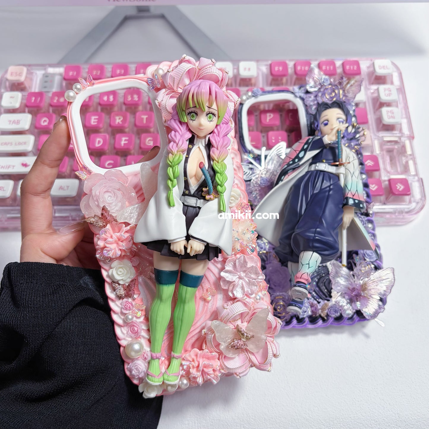 Demon Slayer Shinobu Kocho and Mitsuri Kanroji Genuine Figurine Decoden Cream Phone Case iPhone Samsung Google Case