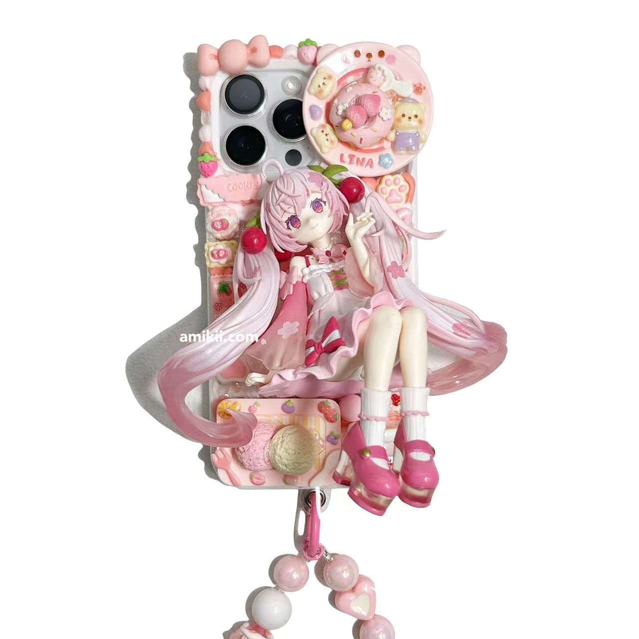 Sakura Hatsune Miku & Snow Miku Decoden Cream Phone Case iPhone Samsung Google Case
